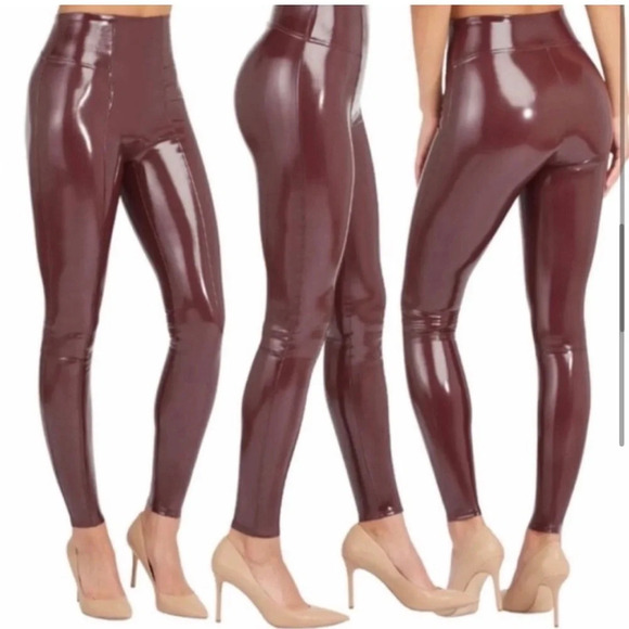 SPANX SPANXshape Faux Patent Leather Vegan
Leggings Ruby Red Petite SMALL - Picture 10 of 14